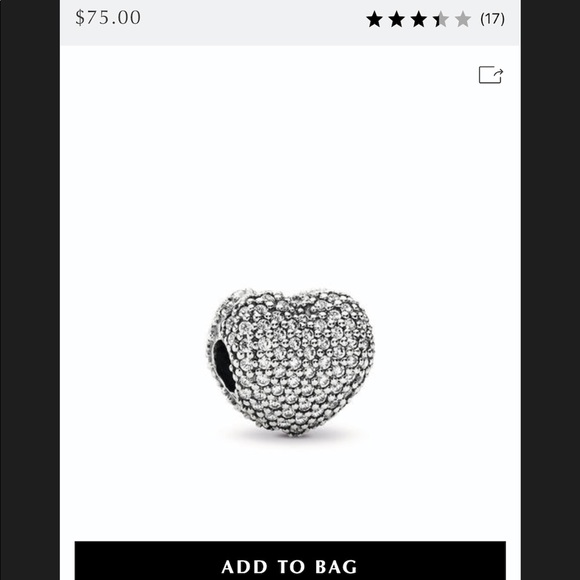 Authentic PANDORA Pave Heart crystal charm - Picture 3 of 4